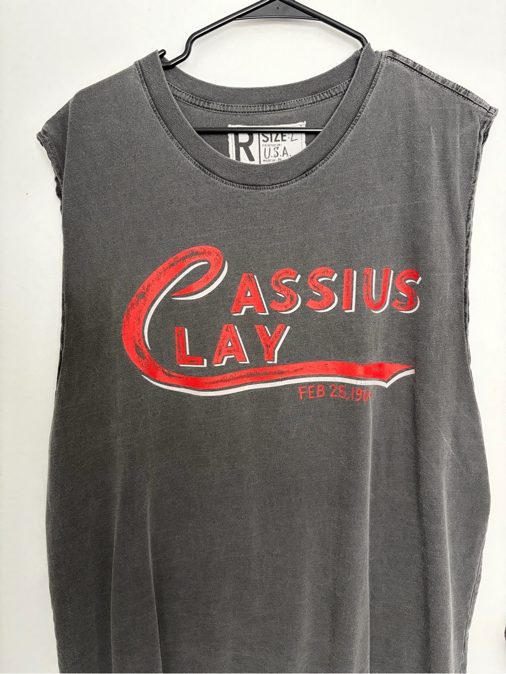 Cassius Clay Graphic Tank Top - Gray with Red Print